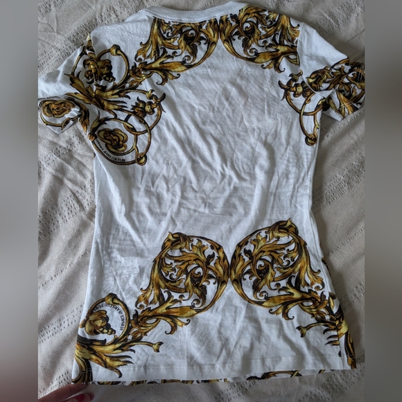 Versace Jeans Couture White and Gold Graphic Tee - Picture 5 of 5